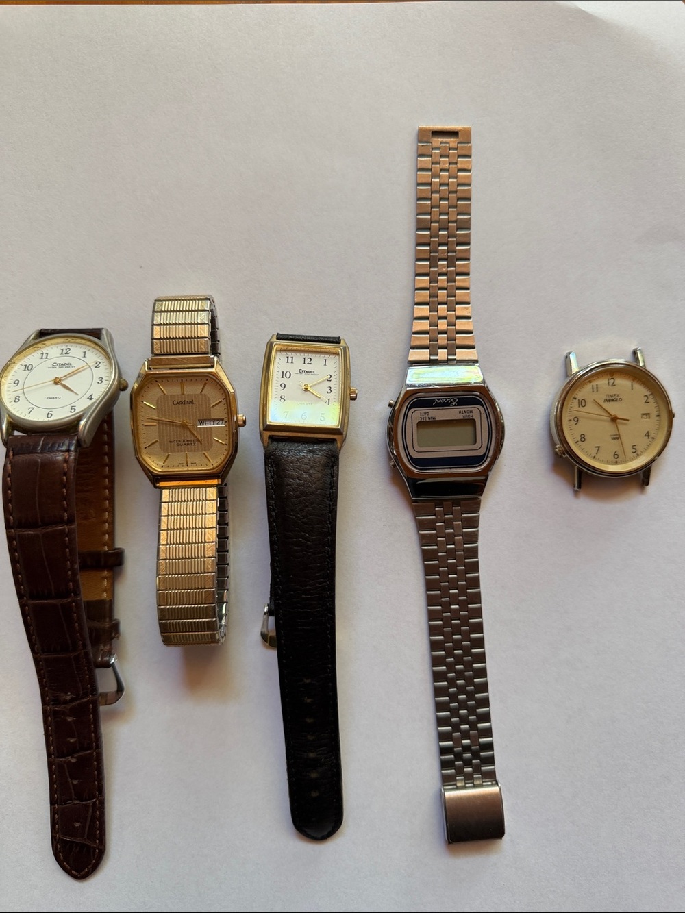 Mixed Lot of 5 Vintage Men’s Wristwatches - untested
